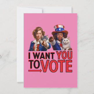 Cartes Pour Fêtes Annuelles JE VEUX QUE VOUS VOTIEZ (Mesdames au chat)