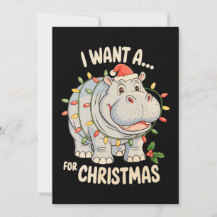 Cartes Pour Fêtes Annuelles Je Veux Un Hippopotame Pour Noël Xmas Hippo