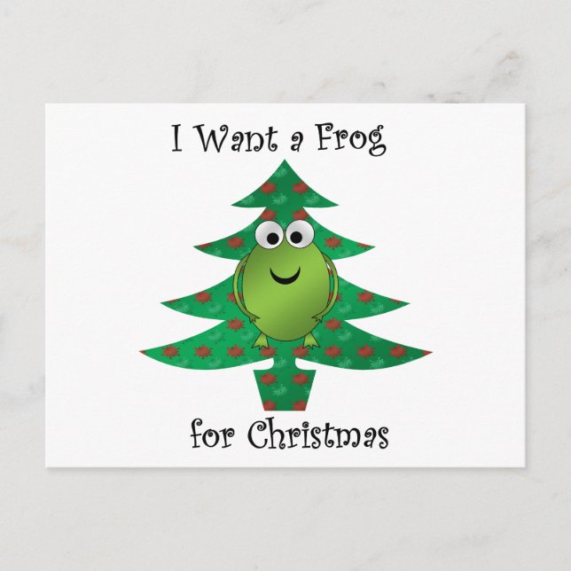 Cartes Pour Fêtes Annuelles Je veux une grenouille pour Noël (Devant)