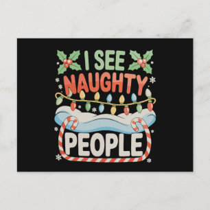 Cartes Pour Fêtes Annuelles Je vois des gens vilains Lumières de Noël de houx