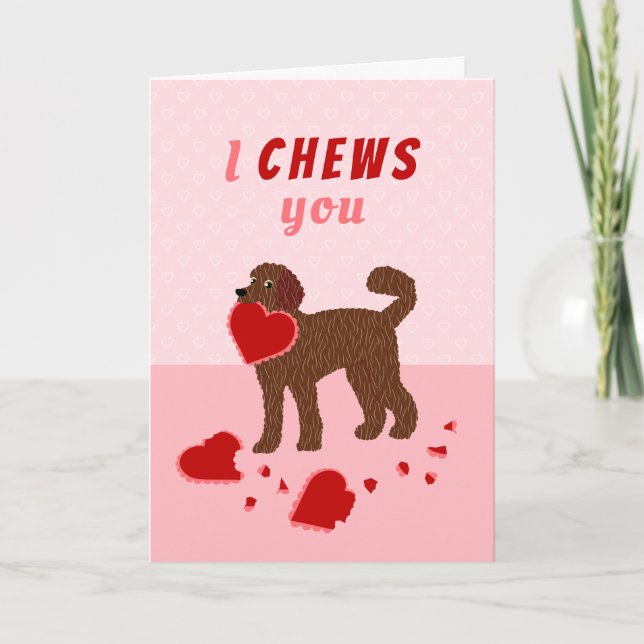 Cartes Pour Fêtes Annuelles Je vous Chews Labradoodle Saint-Valentin (Devant)