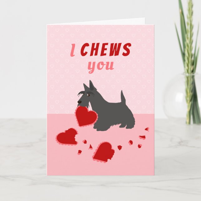 Cartes Pour Fêtes Annuelles Je vous mâche Scottish Terrier Valentine's Day (Devant)