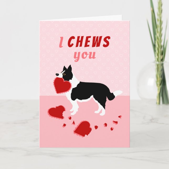 Cartes Pour Fêtes Annuelles Je vous montre frontière Collie Saint Valentin (Devant)