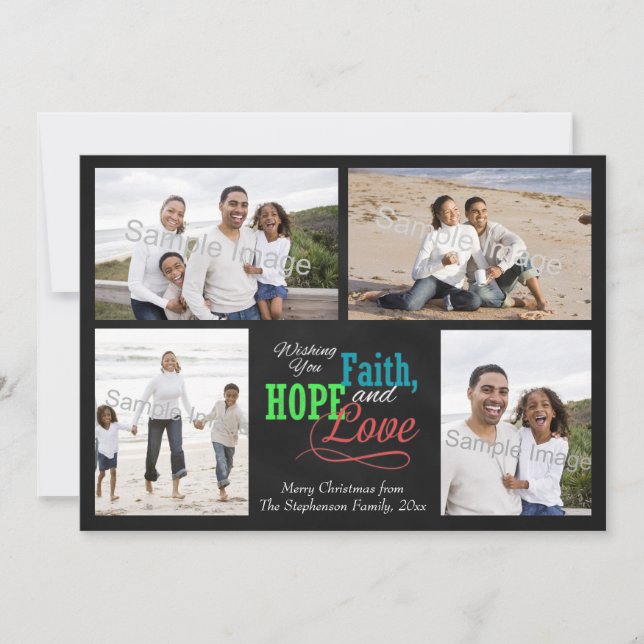 Cartes Pour Fêtes Annuelles Je vous souhaite foi, espoir et amour (Devant)