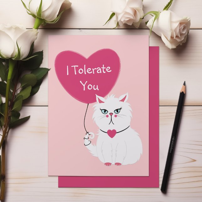 Cartes Pour Fêtes Annuelles Je vous tolère Chat Sarcastique Saint-Valentin (Créateur téléchargé)