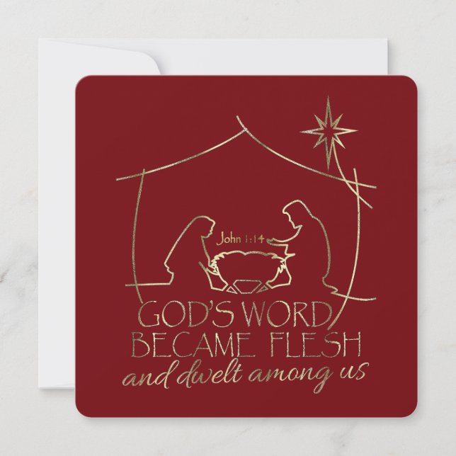 Cartes Pour Fêtes Annuelles Jean 1:14 Noël Nativité Écriture Religieuse (Devant)