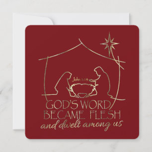 Cartes Pour Fêtes Annuelles Jean 1:14 Noël Nativité Écriture Religieuse