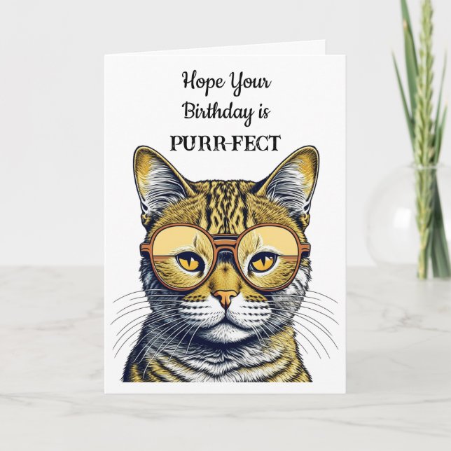 Cartes Pour Fêtes Annuelles J'espère que votre anniversaire est Purr-fect (Devant)