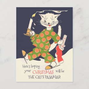 Cartes Pour Fêtes Annuelles J'espère que votre Noël sera le pyjama du chat !