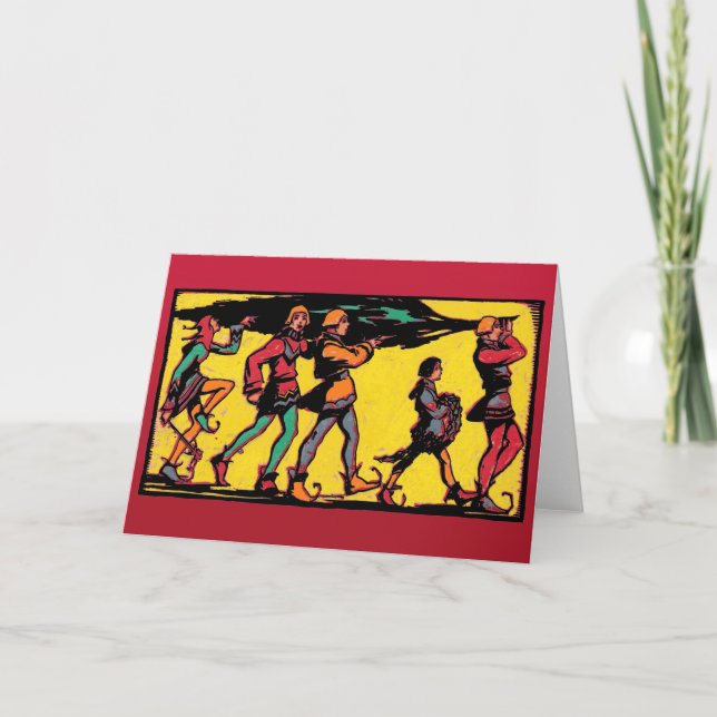 Cartes Pour Fêtes Annuelles Jesters avec un arbre de Noël (Devant)