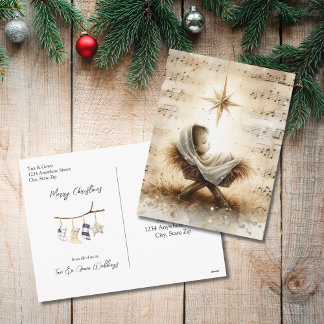 Cartes Pour Fêtes Annuelles Jésus bébé Noël aquarelle non photo