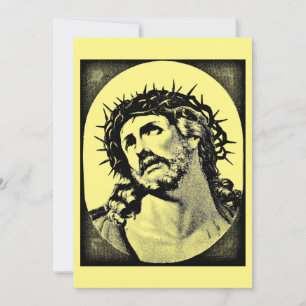 Cartes Pour Fêtes Annuelles Jésus Christ avec couronne d'épine Vintage religie