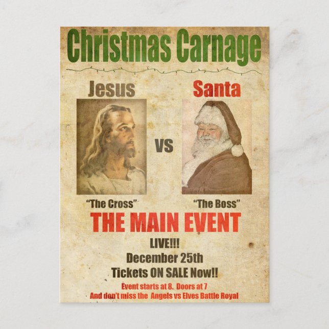 Cartes Pour Fêtes Annuelles Jésus contre Père Noël (Devant)