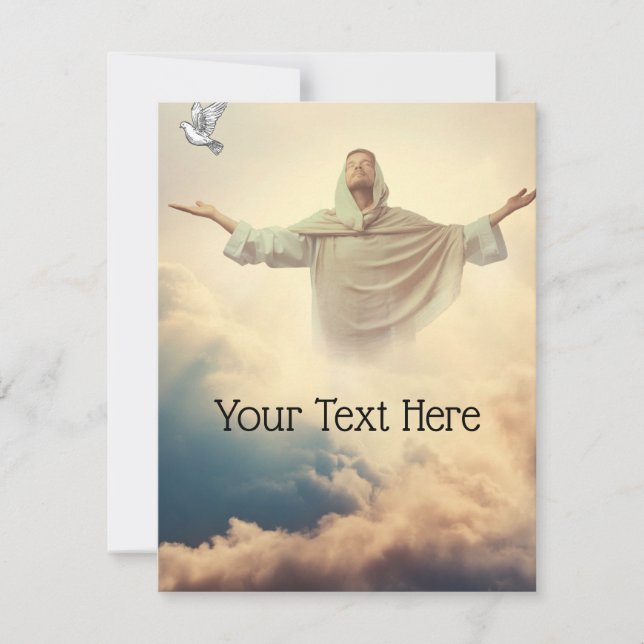 Cartes Pour Fêtes Annuelles Jésus dans les nuages Customisez avec votre texte  (Devant)