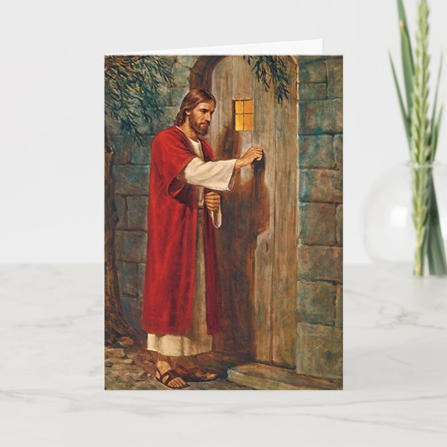 Cartes Pour Fêtes Annuelles Jésus De Pâques Frappe À La Porte (Devant)