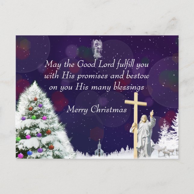 Cartes Pour Fêtes Annuelles Jésus en Neige (Devant)