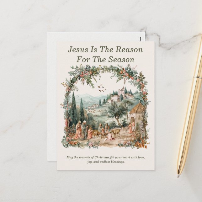 Cartes Pour Fêtes Annuelles Jésus Est La Raison De La Saison (Devant/Arrière en situation)