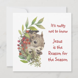 Cartes Pour Fêtes Annuelles "Jésus est la raison de la saison" Écureuil amusan