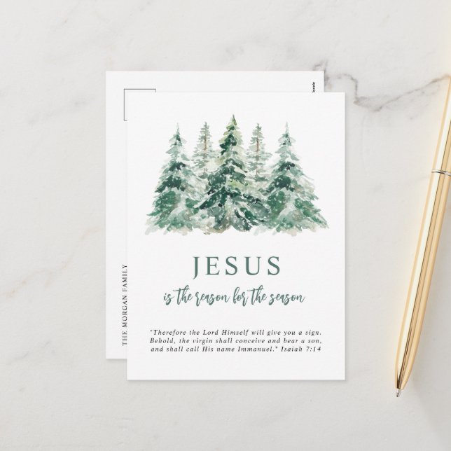 Cartes Pour Fêtes Annuelles Jésus est la raison de la saison Noël (Devant/Arrière en situation)