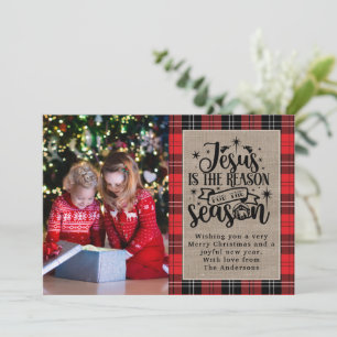 Cartes Pour Fêtes Annuelles Jésus est la raison de la saison Plaid Buffalo