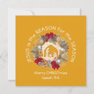 Cartes Pour Fêtes Annuelles JÉSUS EST LA RAISON Joyeux Noël Jaune Jaune Jaune 