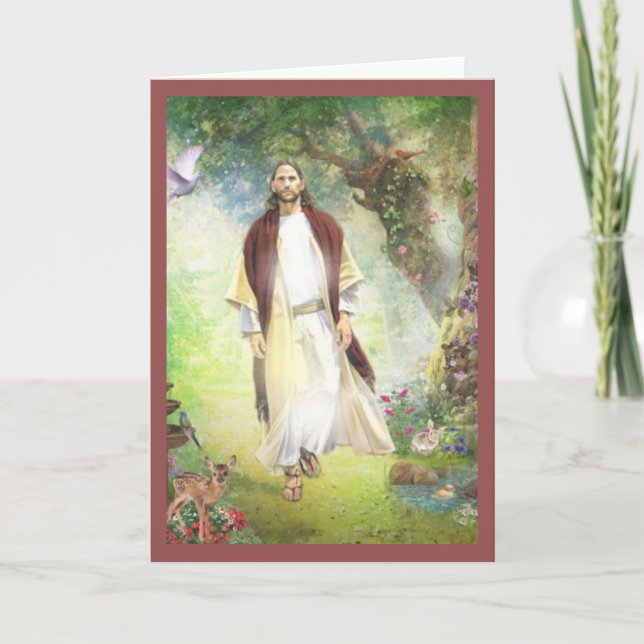 Cartes Pour Fêtes Annuelles Jésus Marchant Dans Le Jardin De Gethsémani (Devant)