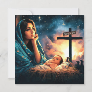 Cartes Pour Fêtes Annuelles Jésus, Né pour Mourir, Croix, Noël, Chrétien 