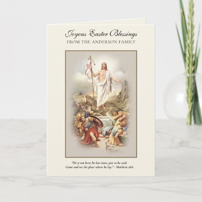 Cartes Pour Fêtes Annuelles Jésus Pâques Résurrection Écriture de prière (Devant)