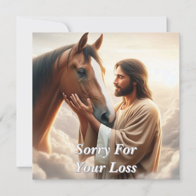 Cartes Pour Fêtes Annuelles Jésus réconfortant un cheval au ciel (Devant)