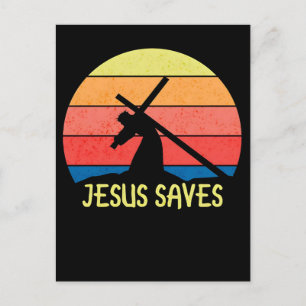 Cartes Pour Fêtes Annuelles Jésus Sauve Grunge Chrétien Vintage Coucher de Sol