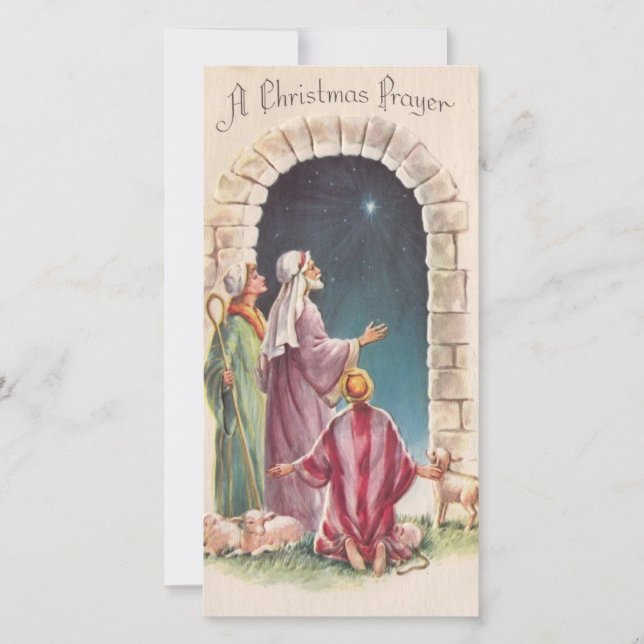 Cartes Pour Fêtes Annuelles Jésus vintage Une prière de Noël (Devant)