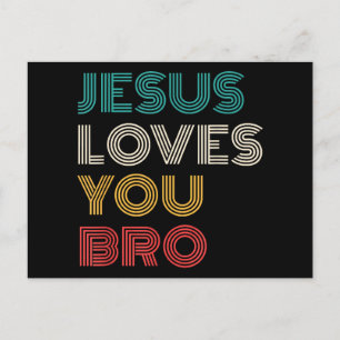 Cartes Pour Fêtes Annuelles Jésus Vous Aime Bro, Drôle Foi Chrétienne Rétro