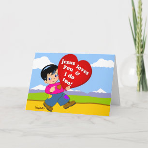 Cartes Pour Fêtes Annuelles Jésus Vous Aime Et Moi Aussi !