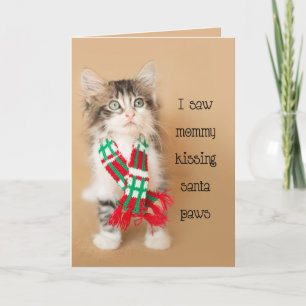 Cartes Pour Fêtes Annuelles J'étais maman Kissing Santa Kitten