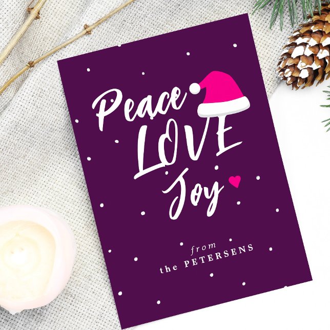 Cartes Pour Fêtes Annuelles Jeu d'amour de paix de Noël moderne violet (Créateur téléchargé)