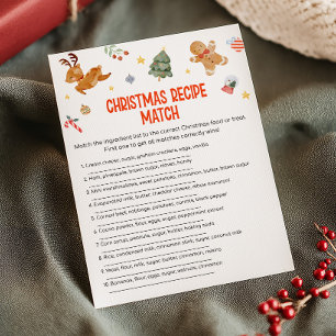 Cartes Pour Fêtes Annuelles Jeu de correspondance de recettes de Noël