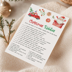 Cartes Pour Fêtes Annuelles Jeu de devinettes de Noël de Santa