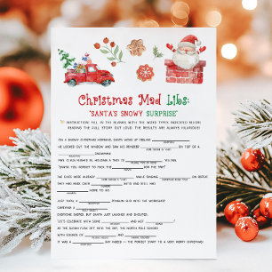 Cartes Pour Fêtes Annuelles Jeu de Mad Libs de Noël avec le Père Noël