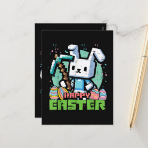 Cartes Pour Fêtes Annuelles Jeu de pixels de lapin de Pâques heureux 