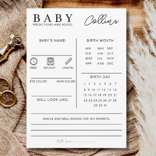 Cartes Pour Fêtes Annuelles Jeu de Prédictions pour Baby Shower et Conseils