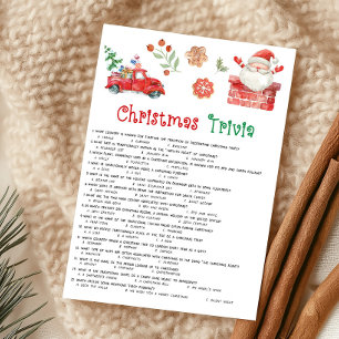 Cartes Pour Fêtes Annuelles Jeu de questions-réponses de Noël Santa