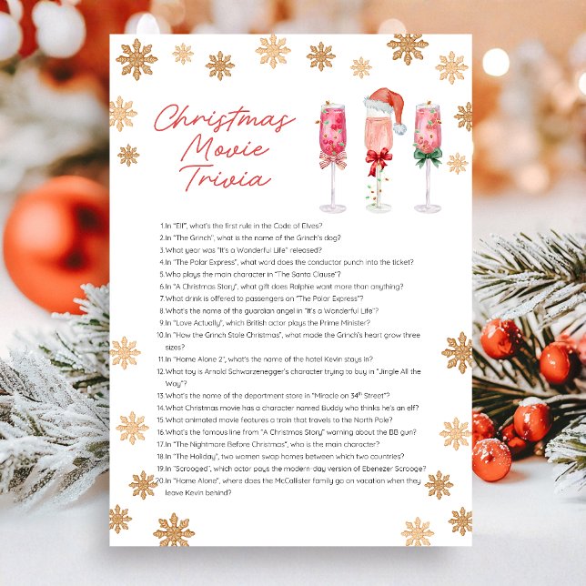 Cartes Pour Fêtes Annuelles Jeu de quiz de film de Noël (Christmas Movie Trivia Christmas Game Card)