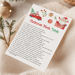 Cartes Pour Fêtes Annuelles Jeu de quiz de film de Noël de Santa