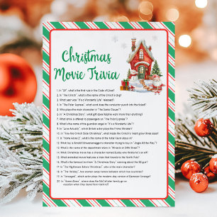 Cartes Pour Fêtes Annuelles Jeu de quiz de film de Noël pour la fête de Noël