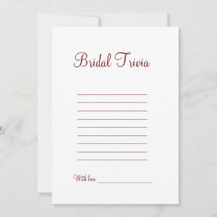 Cartes Pour Fêtes Annuelles Jeu de quiz de mariage pour la fête de mariage