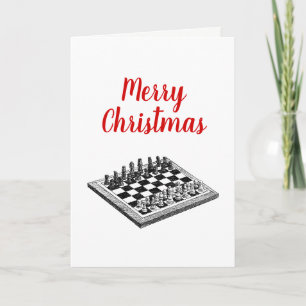 Cartes Pour Fêtes Annuelles Jeu d'échecs et pièces d'échecs Art Vintage Noël