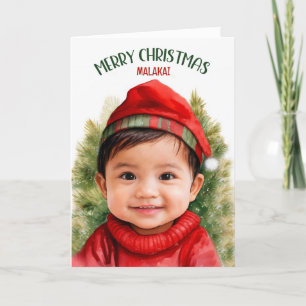 Cartes Pour Fêtes Annuelles Jeune Américain Asiatique avec nom Noël