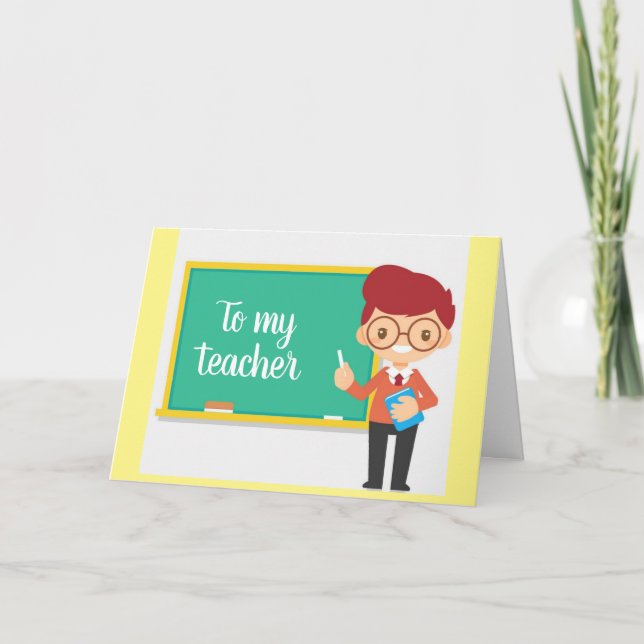 Cartes Pour Fêtes Annuelles "JEUNE NOËL EST SOUHAITÉ" à UN ENSEIGNANT "HOMME" (Devant)