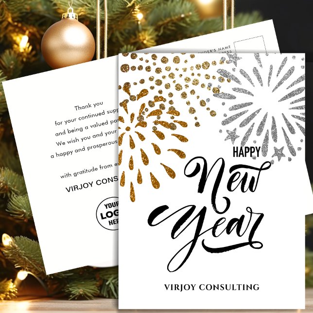 Cartes Pour Fêtes Annuelles JEUX Nouvel An | Corporate Business Festive Gold (Créateur téléchargé)