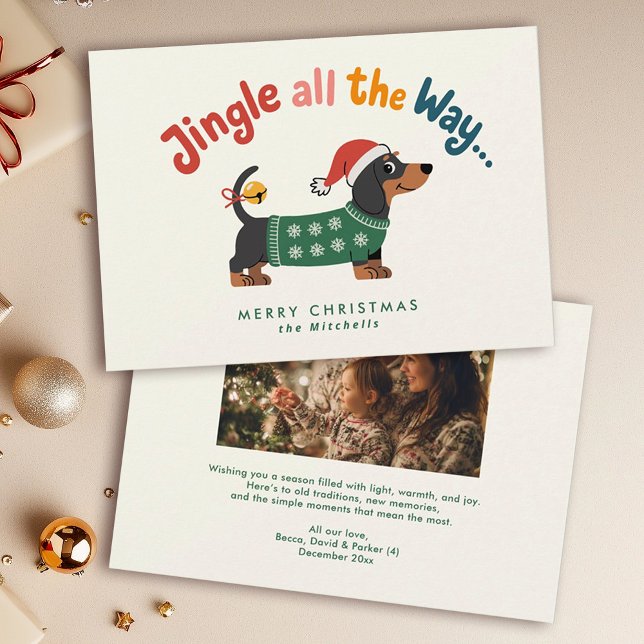 Cartes Pour Fêtes Annuelles Jingle All the Way – Dog Sweater Family Photo (Créateur téléchargé)